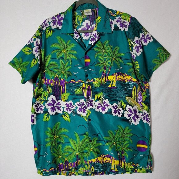 Island Shirtworks Mens Shirt Sz M Button Down Short Sleeve Tropical Vacation - Picture 9 of 11